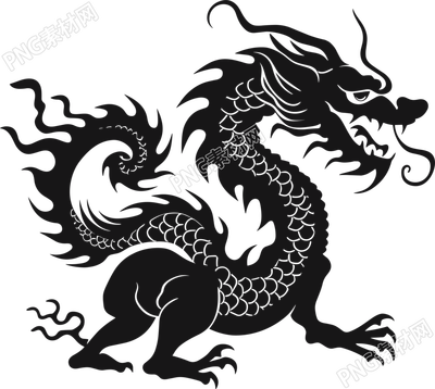 中國(guó)龍剪影插畫設(shè)計(jì)元素