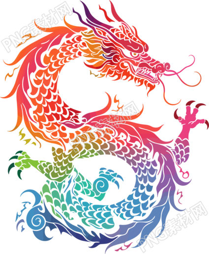 中国龙剪影PNG素材