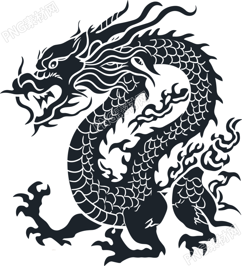 中国龙插画白底PNG素材