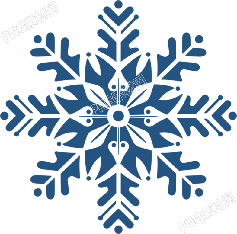 蓝色雪花透明背景图形素材