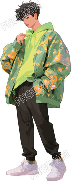 帅气男模特插画设计元素
