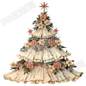 復(fù)古圣誕樹可商用插圖