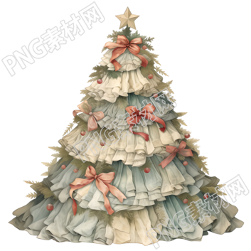 復(fù)古圣誕樹村莊風(fēng)格素材