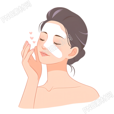 女性护肤敷面膜插画