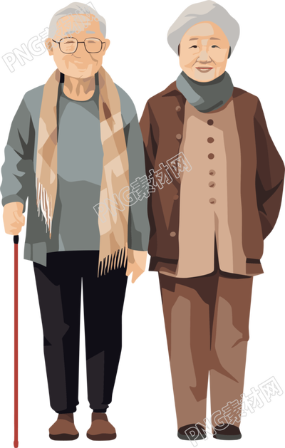 亚洲老夫妇商业设计插图