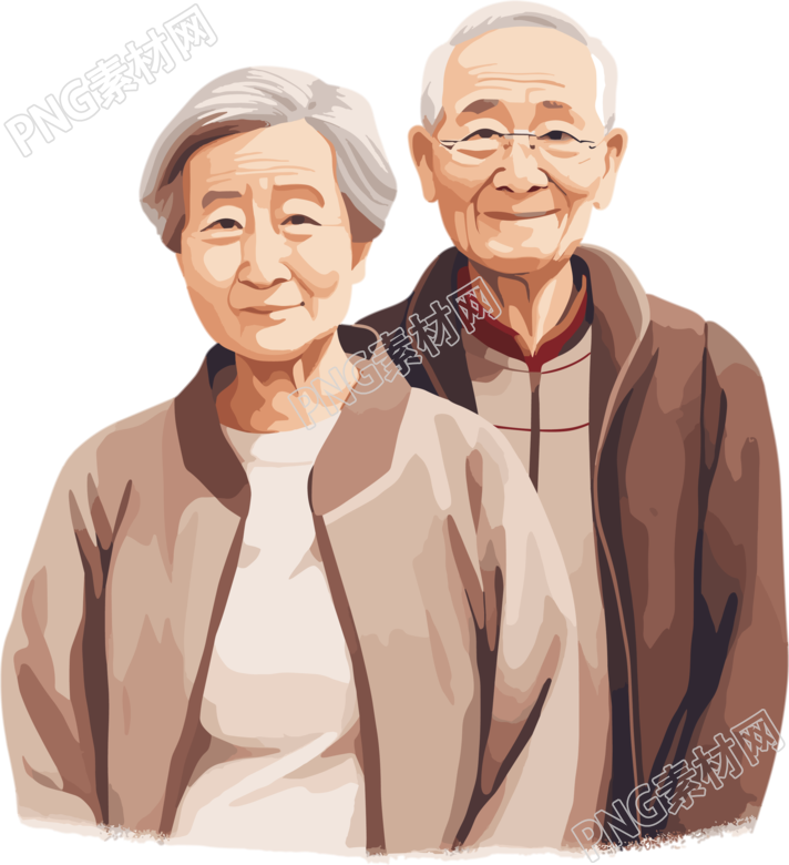 亚洲老夫妇创意设计素材