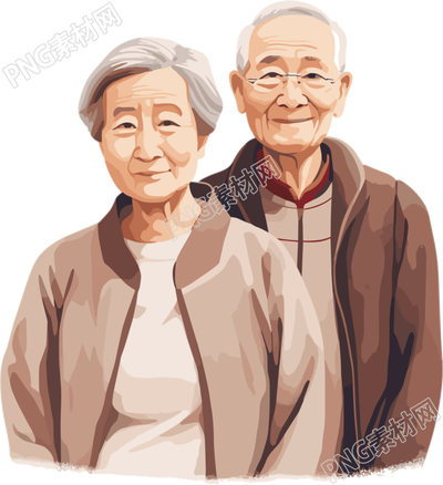 亚洲老夫妇创意设计素材