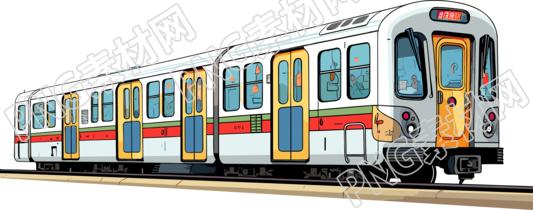地铁卡通简洁白底插画
