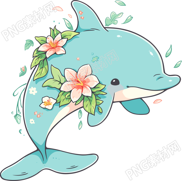 可爱海豚彩色插图