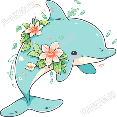 可爱海豚彩色插图