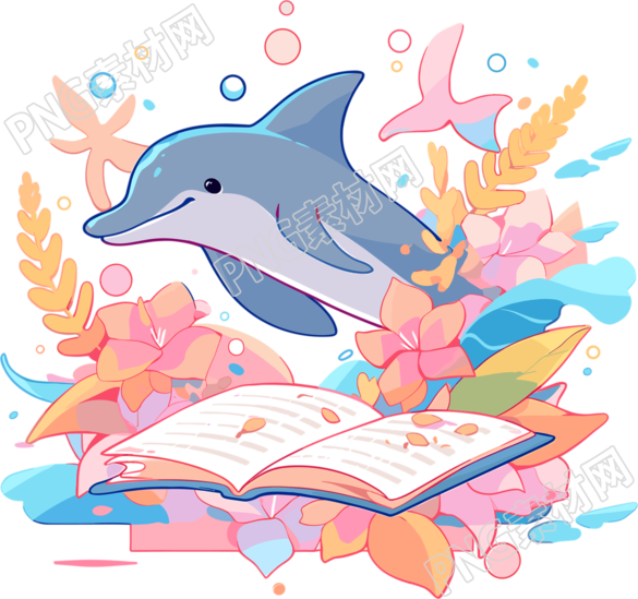 可爱海豚创意设计元素PNG插画