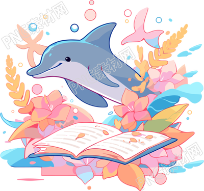 可爱海豚创意设计元素PNG插画