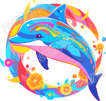 可爱海豚海洋插图设计