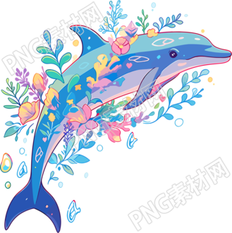 可爱海豚插画元素