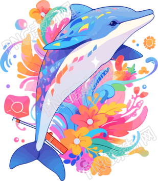海豚插画设计元素