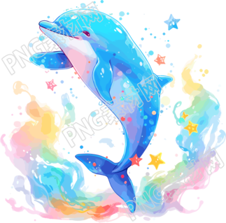 海豚彩色插画