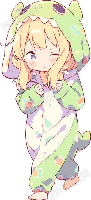 睡衣女孩透明背景插图
