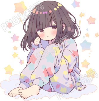 睡衣女孩手绘插画PNG素材