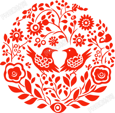 红色剪纸创意插画