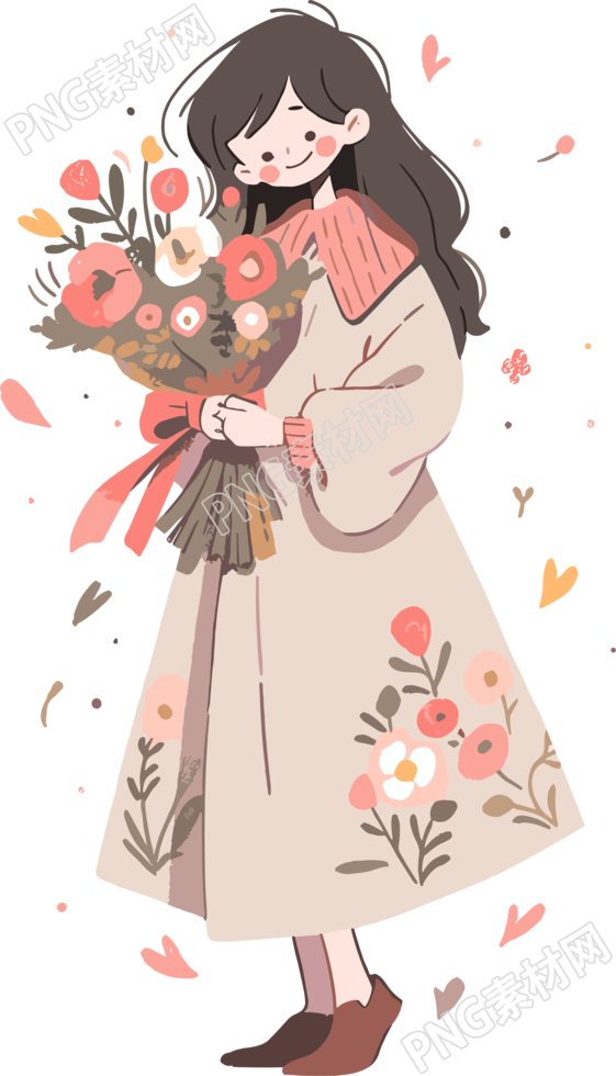 教师节卡通女老师高清花束素材