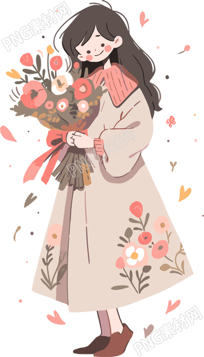 教师节卡通女老师高清花束素材