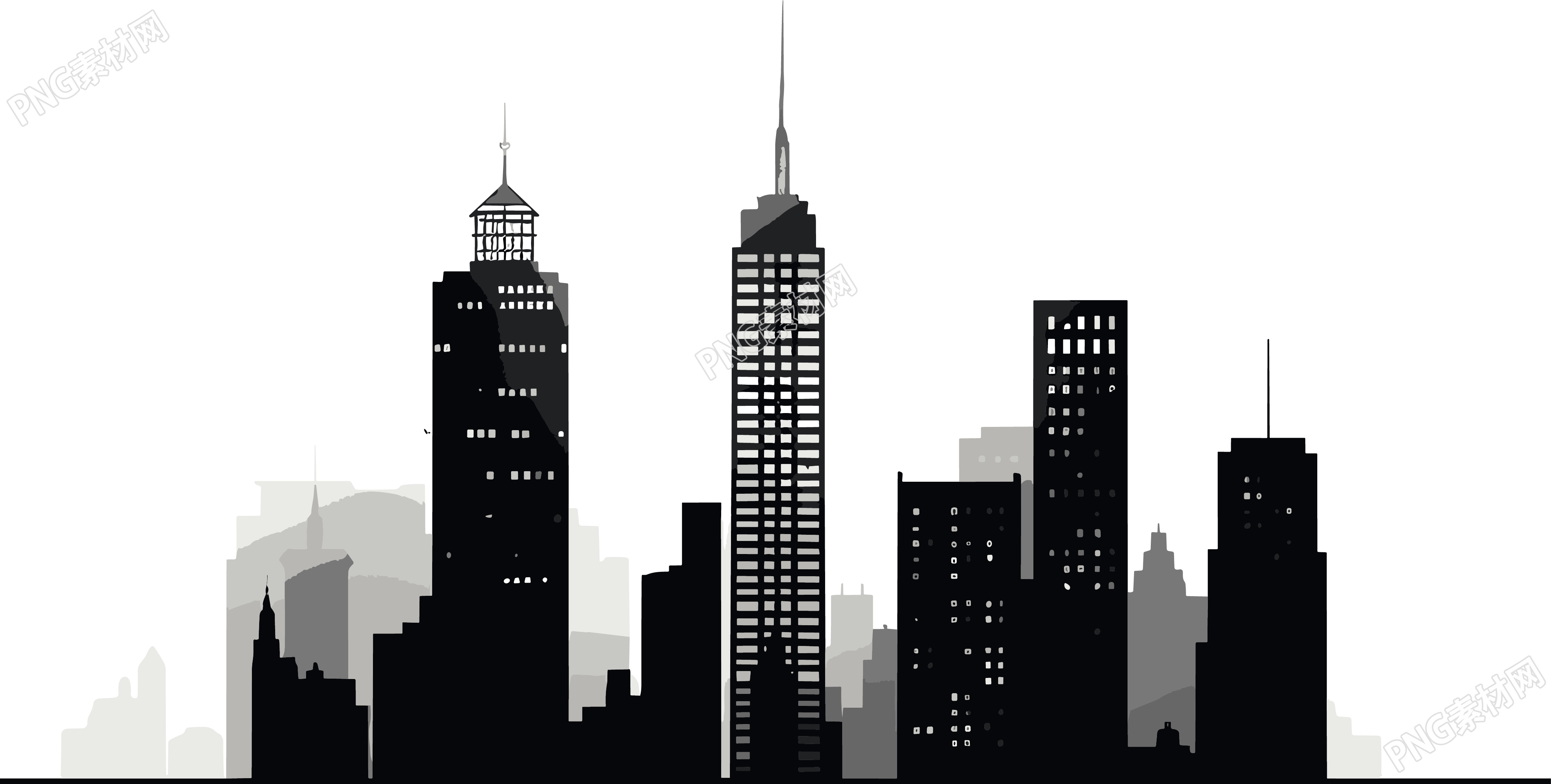 建筑剪影PNG插图