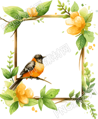 绿色边框手绘插画元素