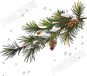 松枝积雪插画设计创作素材