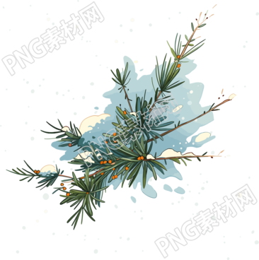 松枝积雪素材