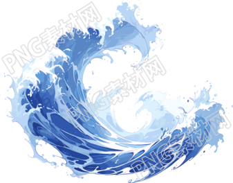 蓝色海浪创意设计插画素材