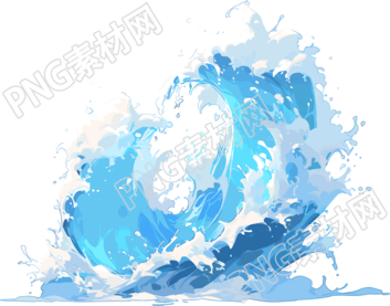 蓝色海浪商业插画