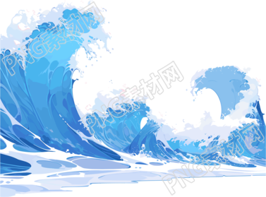蓝色海浪插图