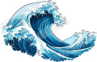 蓝色海浪插画