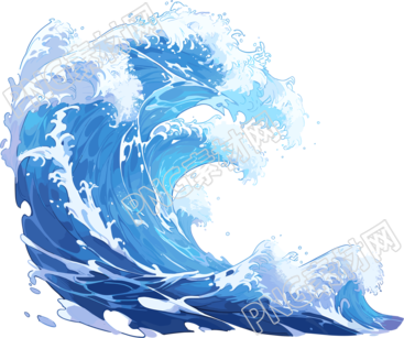 蓝色海浪插画设计元素