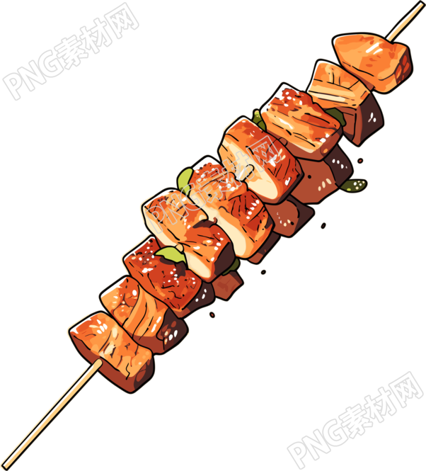 烧烤烤串手绘风格插图