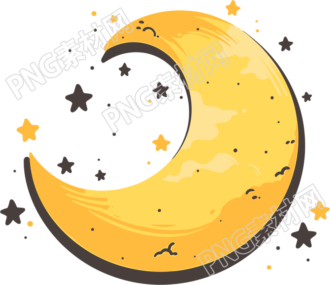 月亮平面插画贴纸元素