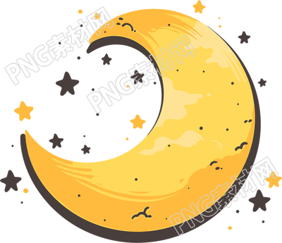 月亮平面插画贴纸元素