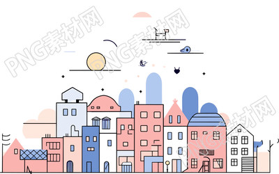 城市主题简洁透明背景插图