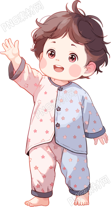 睡衣男孩高清PNG插画