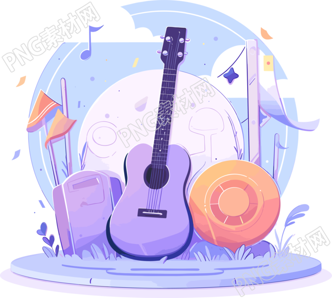 音乐节徽章创意插画设计素材
