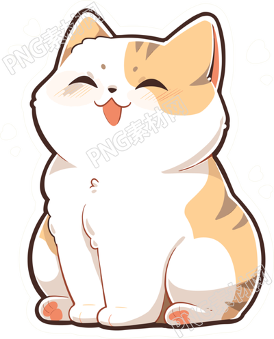 猫咪贴纸彩色图形素材