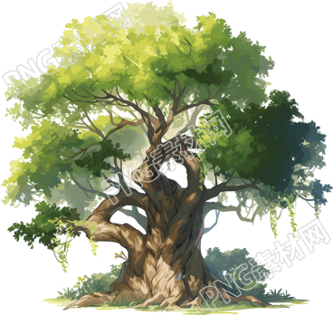 大树自然风景插画