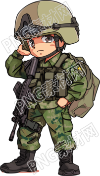 卡通士兵手绘插图