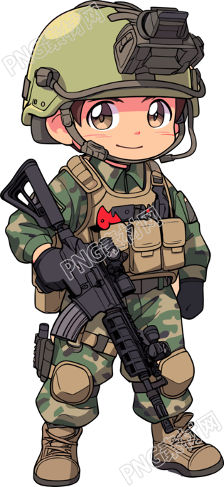 卡通士兵透明背景插图