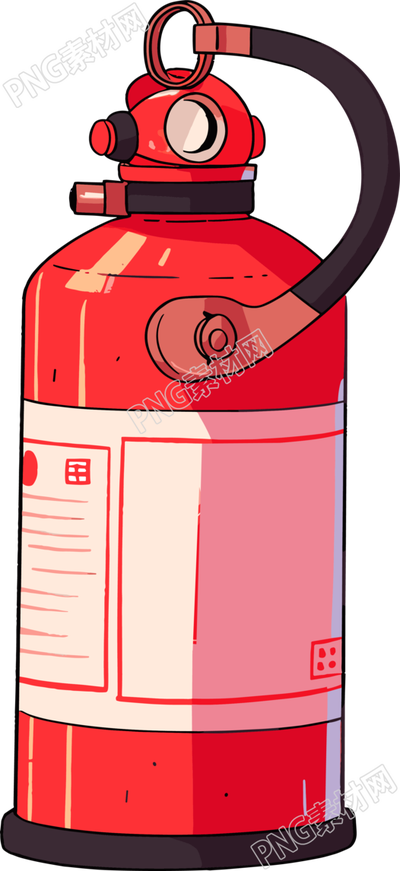 灭火器卡通风格插图