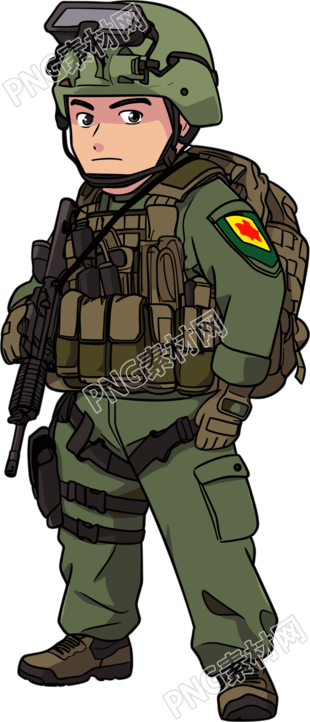 卡通士兵透明背景素材
