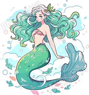 美人鱼PNG素材插画