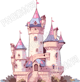 卡通城堡插画素材