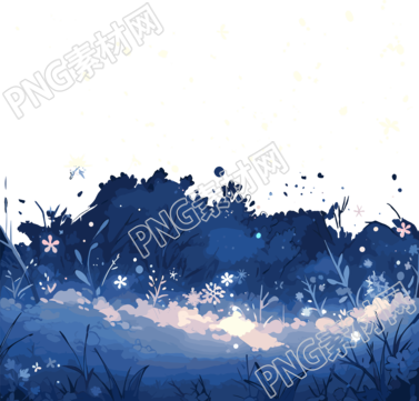 雪景夜晚手绘插图