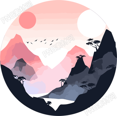 国潮风远山插图